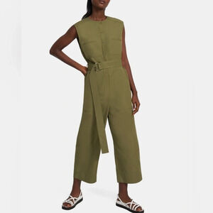 Theory Belted Cargo Jumpsuit in Cotton